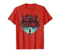 Forever Young: Non Lasciare Che Il Vecchio Uomo in Grafica Vintage Maglietta, Uomo, Rosso, XL