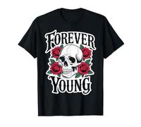 Forever Young X Scheletro Skull Rose per Sempre Giovani. Maglietta