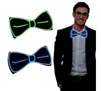 Foreverup 2 pezzi di mosche con LED per uomini, mosca luminosa regolabile, nuova mosca luminosa LED, cravatta con 3 modi di lampeggiata LED, outfit da party neon, carnevale, halloween