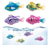 Foreverup 4 Pezzi Pesce Elettronico, Pesce Riutilizzabile Robot, Elettrico con Luminoso, Batterie, Giocattolo Bagno Robofish Riutilizzabile Galleggiante per Animali Domestici pour Enfants