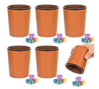 Foreverup 6 Pezzi Set di Tazze per Dadi con 36 Dadi(16 mm) per Giochi, Dice Cup, Bicchieri Silenziosi, Insonorizzata e Portatile, Ideale per Giochi da Tavolo, Feste, Bar e Giochi da Campeggio, Viaggi