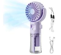 Foreverup Mini ventilatore portatile, nebulizzatore portatile con nebulizzatore d'acqua, ultra leggero, ricaricabile tramite USB, con 4 velocità, fino a 10 ore, essenziale per viaggi e campeggio