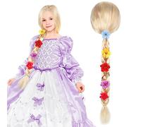 Foreverup Parrucca da principessa Rapunzel per bambini, parrucca bionda con trecce di Rapunzel, per fiabe, carnevale, feste a tema, giochi di ruolo (oro, 85 cm)