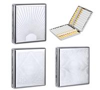 Foreverup Portasigarette 20 Sigarette, 3 Pezzi Portasigarette Metallo, Scatola per Sigarette per Uomo Donna (Argento)