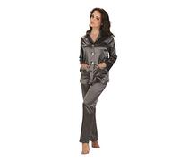 Forex Lingerie Elegante pigiama di raso in stile classico Grau L
