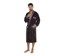FOREX Lingerie Elegante vestaglia uomo in cotone, grigio colletto blu, 3XL