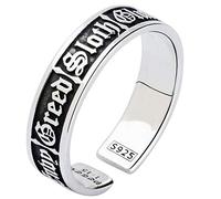 ForFox Anello i Sette peccati Capitali 'Seven Deadly Sins' in Argento Sterling 925 Vintage per Uomo Donna,Taglia Regolabile M