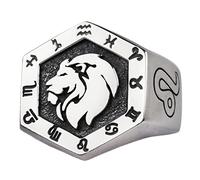 ForFox Anello Leone Segno Zodiacale Costellazione in Argento Sterling 925 per Uomo Donna,Taglia Regolabile 14-27