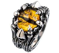 ForFox Anello Occhio malocchio Giallo in Acciaio Titanio Punk per Uomo Donna Taglia 19