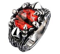 ForFox Anello occhio malocchio rosso in acciaio titanio punk per uomo donna taglia 16