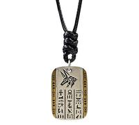 ForFox Collana anubi dio egiziano con geroglifici in argento sterling 925 bicolore ciondolo testa di lupo per uomo donna cordone nero