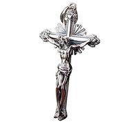 ForFox Collana Ciondolo Croce Crocifisso Gesù Cristo Cristiano in Argento Sterling 925 Vintage per Uomo Donna,Catena da 50cm