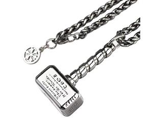 ForFox Collana Ciondolo Mjolnir Martello di Thor Vikings in Acciaio Inossidabile Titanio per Uomo Donna Catena da 24 Pollici