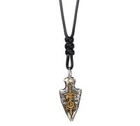 ForFox Collana con ciondolo drago e spada in argento sterling 925 ciondolo a punta di freccia con bussola vegvisir vichinga gioielli nordici per uomo cordone nero