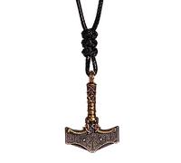 ForFox Collana con ciondolo martello di thor Mjolnir vichingo in argento sterling 925 per uomo donna ciondolo di protezione amuleto con bussola vegvisir gioielli norreni cordone nero