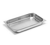 Forgast Contenitore Gastronorm in Acciaio Inox GN 1/1, Forato, Dimensioni 53x32,5 cm, Profondità 6,5 cm, Angoli arrotondati, Lavorazione solida, Trasporto, Conservazione, Riscaldamento alimenti