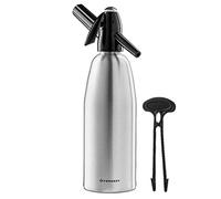 Forgast Gasatore per Acqua 1 Litri, Dispenser Sifone per Soda Professionale, in Alluminio, Argento, per la Preparazione di Bevande Gassate e Bibite, su Cartucce di CO2