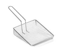 Forgast Pala Paletta per Patatine Fritte, Dimensioni 20x18 cm, Acciaio Inossidabile, Cestello per Friggere Frittura, Lavabile in Lavastoviglie, Maniglia in Plastica Nero, Alta qualità