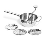Forgast Passaverdure Manuale Professionale in Acciaio Inox, Passatutto con 3 Dischi per Zuppe, Vellutate, Purè, Verdura e Fruta, Lavabile in Lavastoviglie