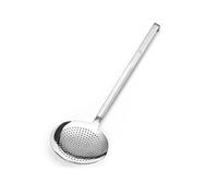 Forgast Schiumarola Monoblock in Acciaio Inox Satinato, Diametro 20 cm, Schiumarola Professionale, Mestolo Forato, Cucchiaio Filtrante Cucina con Manico Lungo, Lunghezza Totale 47cm