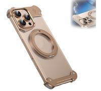ForgeCraft Alloy 360° Rotating Case - Magnetic Charging & Aromatherapy Ready, Magnetic Charging Case, for iPhone 16/15/14/13Promax (for iPhone 15,Gold)