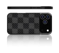 Forged Carbon Fiber Phone Case for iphone 17 Pro, Forged Carbon Fiber Magnetic All-Inclusive Protective Ultra-Thin Anti-Slip Sides Magnetic Wireless Charging Anti-Fall Protective checkered silver