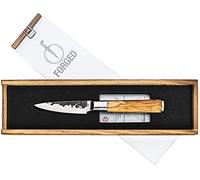 Forged Coltello spelucchino Olive da 9 cm, realizzato a mano, con custodia di legno (etichetta in lingua italiana non garantita)