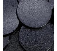 Forged Terrain Basi rotonde in miniatura da 60 mm - Set di 6 basi in plastica | Logo accessori di wargaming | basi nere spesse 4 mm per miniature da tavolo, diorami e progetti hobby
