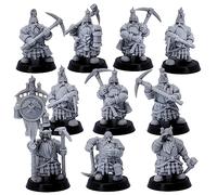 Forged Terrain Dwarf Miner - Set in miniatura in scala da 32 mm, statuette fantasia non dipinte per tavolo RPG DnD Fantasy Tabletop Gaming g Dwarven Army Unit