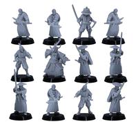Forged Terrain Samurai giapponese Ronin Set Miniature, Giochi di guerra da tavolo Swordsmen Figure, Non verniciato, Figurine feudali di Wargaming Samurai Nippon Starter Army