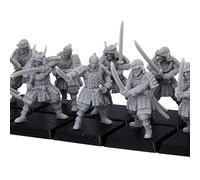 Forged Terrain Set di 12 modellini giapponesi di spadaccini samurai in miniatura, altamente dettagliati, per giochi da tavolo, giochi di guerra storici, mini per giochi di guerra, statuette feudali,
