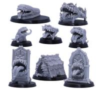 Forged Terrain Set di 28 mm in scala mimica per armadio, letto, tenda, porta, libro, zaino, set per tavolo D&D mini fantasy, giochi di ruolo, giochi di ruolo, imitazioni figure