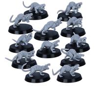 Forged Terrain Set di miniature di ratti giganti - 12 figure di mostri su basi da 25 mm per giochi di ruolo da tavolo e giochi di guerra | Scala da 32 mm compatibile con giochi da tavolo | Modelli in