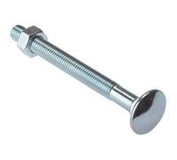 Forgefix CB10200M Bullone a Testa Tonda e Dado ZP M10 x 200 mm, Sacchetto 10, Argento, Set di 10 Pezzi