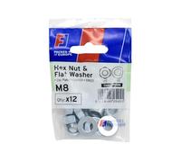 Forgefix Dado e rondella M8 ForgePack 12, zincato brillante per una maggiore resistenza alla corrosione