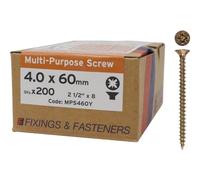 Forgefix MPS460Y - Multiuso vite pozi - zinco giallo passivato | Viti a filettatura singola passivate gialle zincate Pozidrive per legno Pozidrive per legno MDF plastica