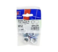 Forgefix Nyloc Nut & Washer M12 ForgePack 4, zincato brillante per una maggiore resistenza alla corrosione