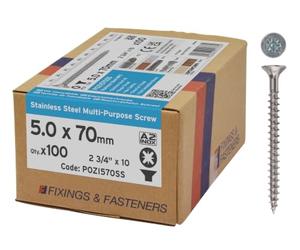 Forgefix POZI570S - Vite a testa svasata Pozidriv multiuso, in acciaio inossidabile
