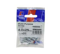 Forgefix, Vite Pozi multiuso CSK ST ZP 4,0 x 25 mm ForgePack 20, adatta per l'uso con molti materiali tra cui PVC, legno, truciolato, MDF e altri tipi simili.