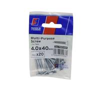 Forgefix Vite Pozi multiuso CSK ST ZP 4. x 40 mm ForgePack 20, adatta per l'uso con molti materiali tra cui PVC, legno, truciolato, MDF e altri tipi simili.