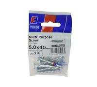 Forgefix Vite Pozi multiuso CSK ST ZP 5,0 x 40 mm ForgePack 10, utilizzata in tutti i settori tra cui falegnameria, elettrico e idraulico