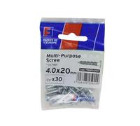 Forgefix Vite Pozidriv multiuso CSK ST ZP 4,0 x 20 mm ForgePack 30, adatta per l'uso con molti materiali tra cui PVC, legno, truciolato, MDF e altri tipi simili