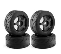 Forgekael 4pcs 5-Spoke 100x42mm 42 100 pneumatico pneumatico da 17 mm ruota esagono compatibile con modelli di auto RC 1 7 Infrazione del crimine limitato(Black)