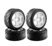 Forgekael 4pcs 5-Spoke 100x42mm 42 100 pneumatico pneumatico da 17 mm ruota esagono compatibile con modelli di auto RC 1 7 Infrazione del crimine limitato(White)