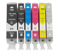 Forgekael Cartuccia d'inchiostro 750 751 PGI750 CLI751 confezione da 4 compatibile con i materiali di consumo per stampante MG5470 MG5670 MG6370 MG6470 MG6670 MG7170 MG7570(1Sset 6Colors)