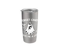 Forget Candy Give Me A Cat - Divertente fantasma Boo con in mano un gatto nero Bicchiere termico in acciaio inox doppia parete