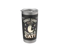 Forget Candy Give Me A Cat Ghost Halloween retrò Bicchiere termico in acciaio inox doppia parete