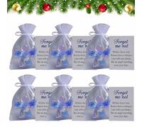 Forget Me Not Dried Flower Angel Keepsake, Mini Resin Guardian Angel Figurine with Organza Bag and Sympathy Card, Memorial Pocket Hug Token, Long Distance Relationship Keepsake(6pcs)
