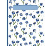 Forget Me Not Floral Notebook 7.5 x 9.25 Wide Ruled Journal: Cute Blue Flower Aesthetic Writing Logbook for School Notes Journaling