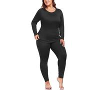 ForHailey Biancheria Intima Termica da Donna a Maniche Lunghe Foderata in Pile con Strato Inferiore e Top, Nero, 5X-Large